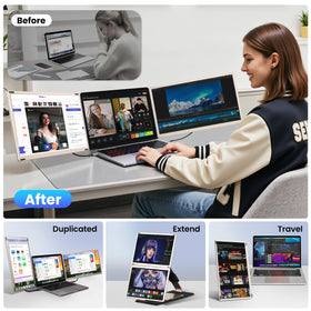 Enzion triple-monitor setup supports multiple angles for richer collaboration.