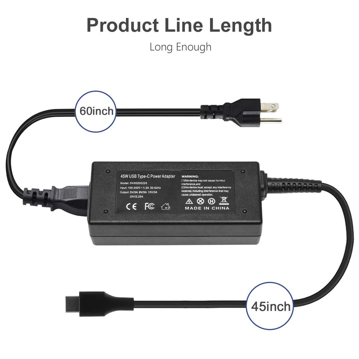 Eokoowo 45W charger packaging image highlighting included power cord and compact design