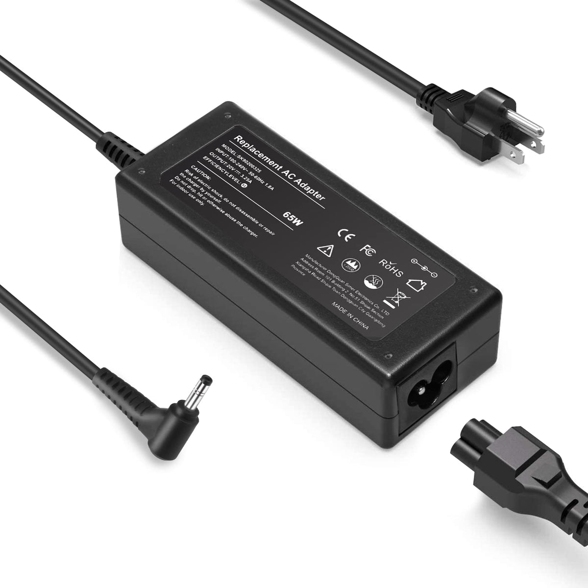 Eokoowo 65W charger for Lenovo IdeaPad compatibility on a clean workspace