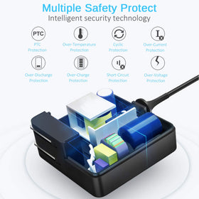 Charger with coiled cable by Eokoowo for compact storage and transport.