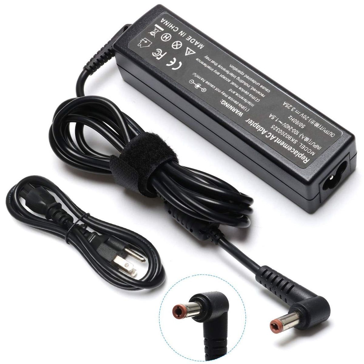 Eokoowo 65W charger front view with compact design for travel.