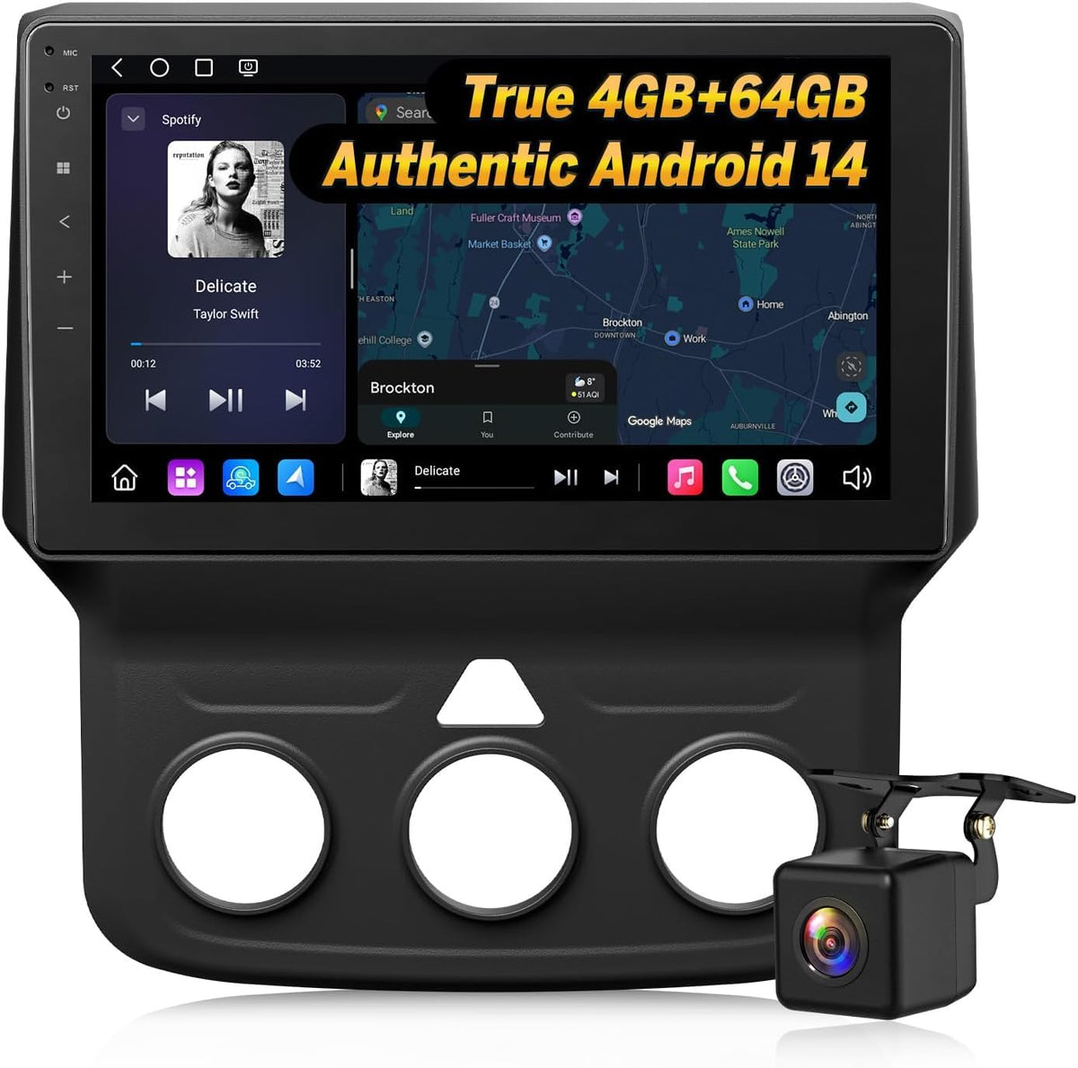 EONON DGRMX7A 9 inch IPS HD display on Dodge RAM dashboard with clear visuals