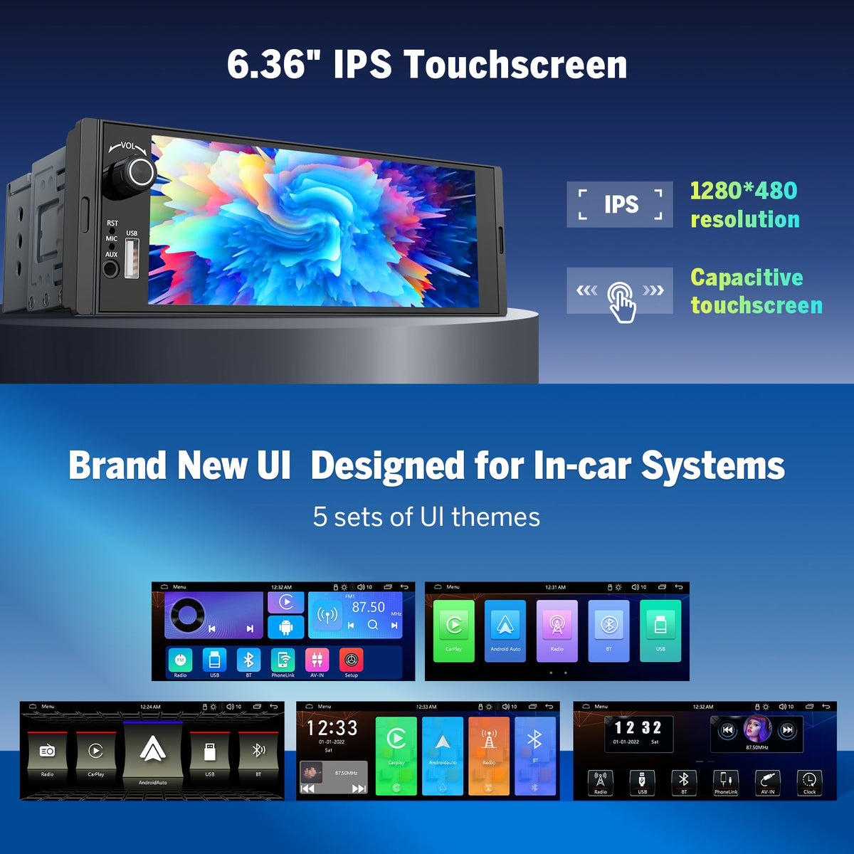 EONON display in night mode with crisp contrast for low-light visibility