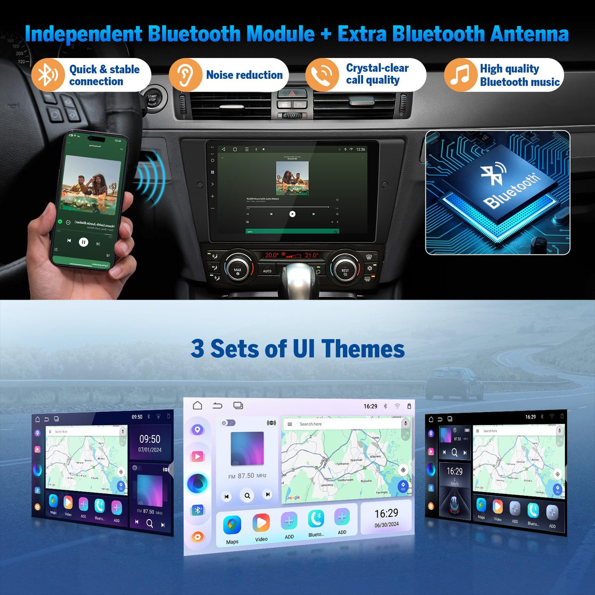 Bluetooth 5.4 on the E90X7A enabling hands-free calls and streaming.