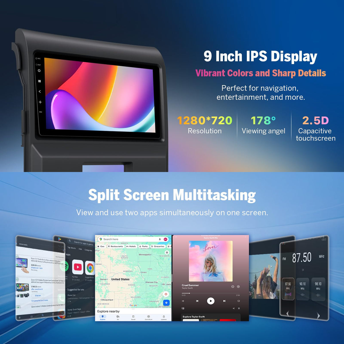 EONON FDF1X7A built-in GPS navigation for reliable routes.