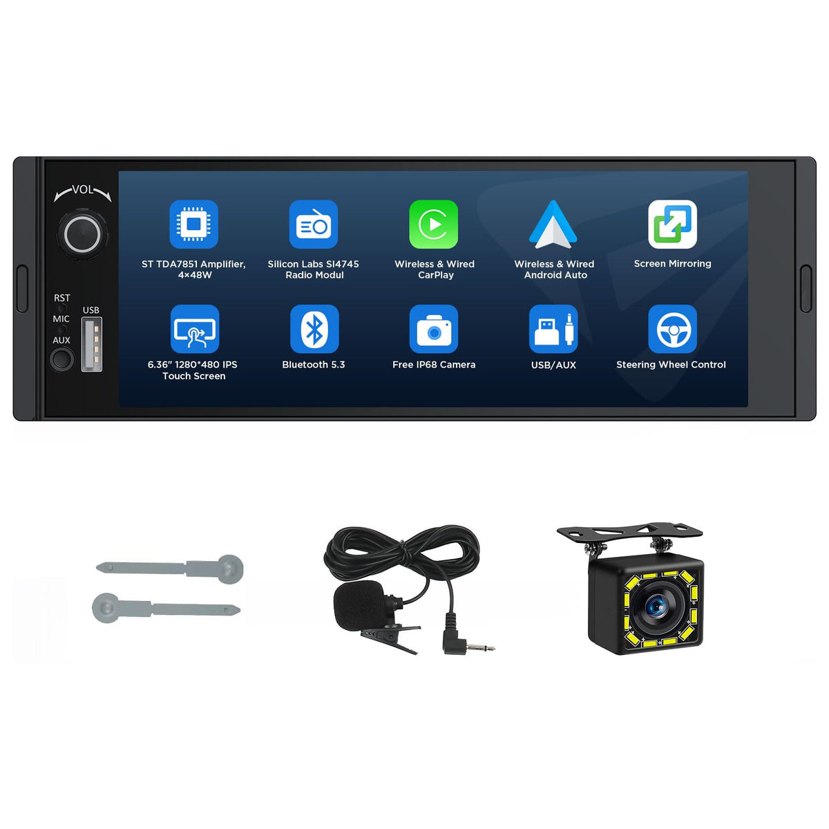 EONON front panel showing screen and buttons, clear interface benefit