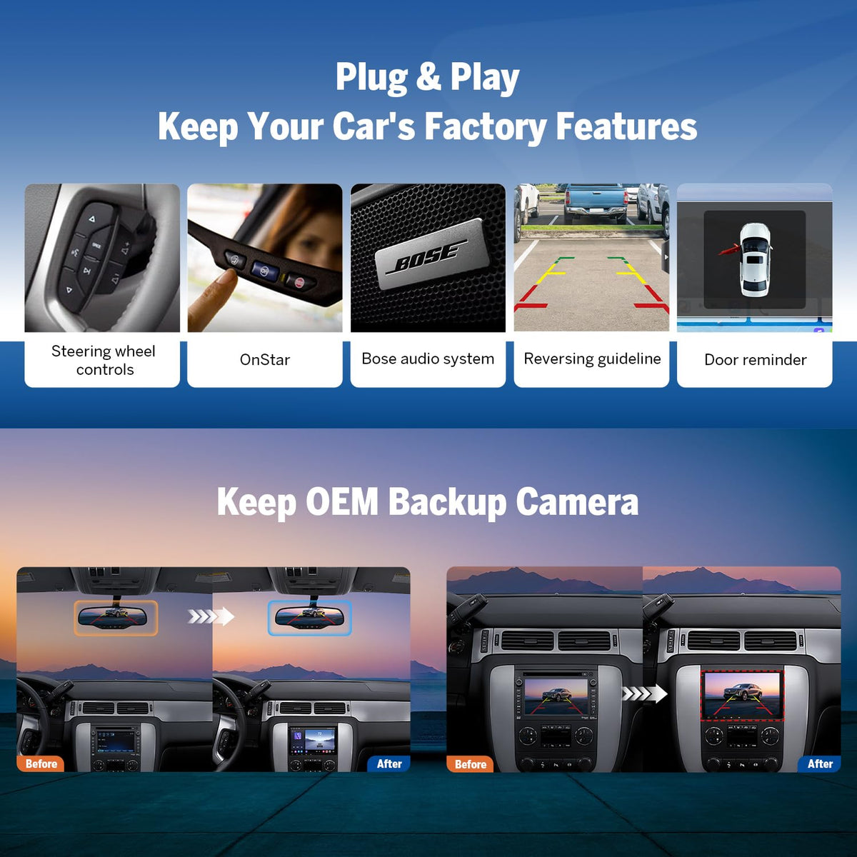 DSP-driven audio with 4x48W output enhances sound quality.