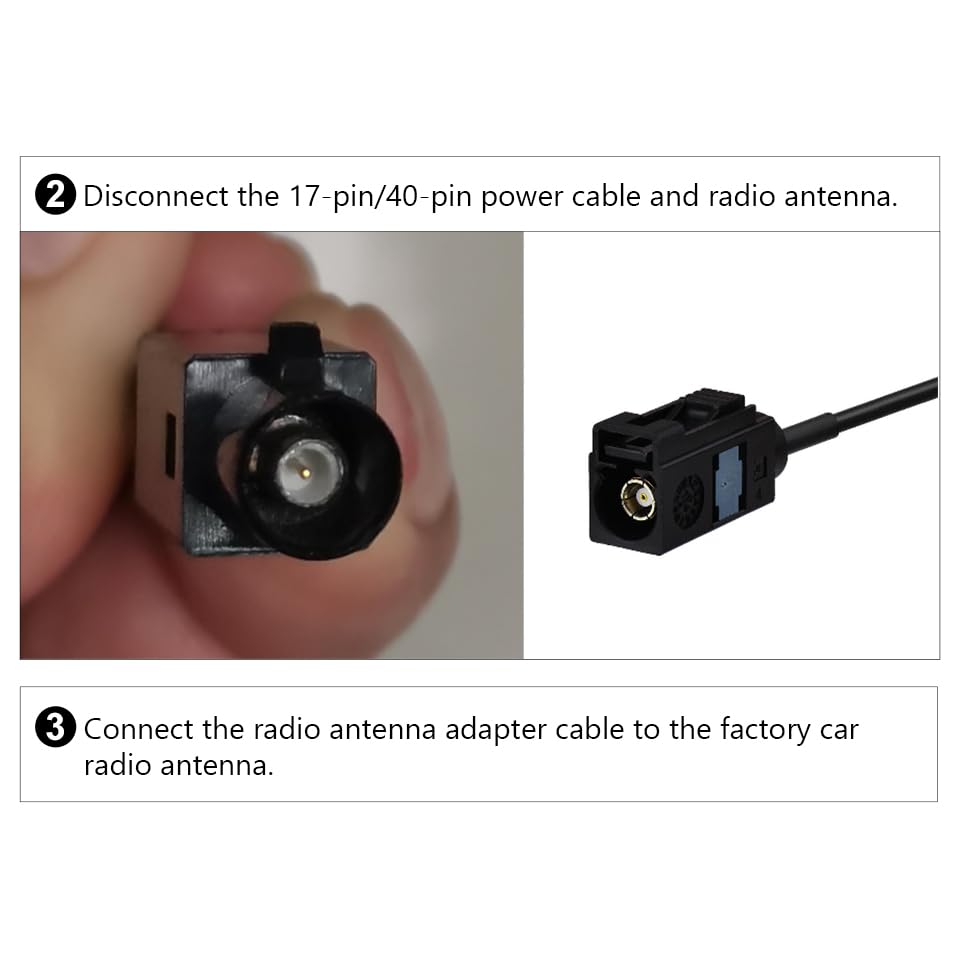 EONON harness routed toward head unit displaying how extra length simplifies installation