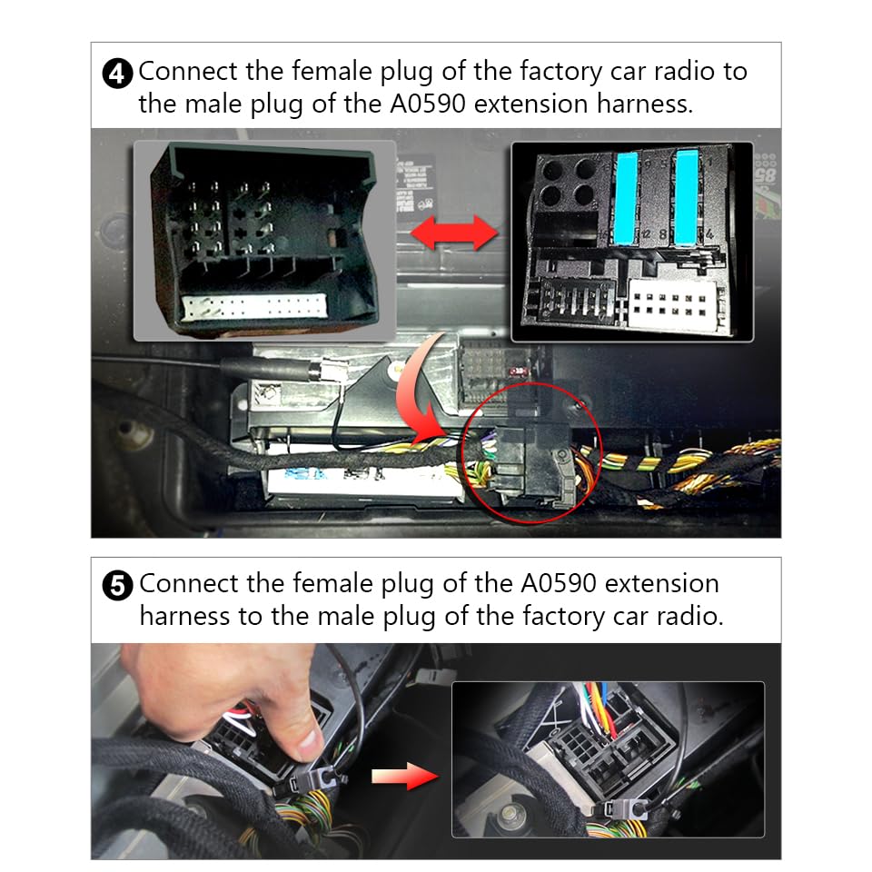 EONON product label and printed specs on cable for quick identification during fitting