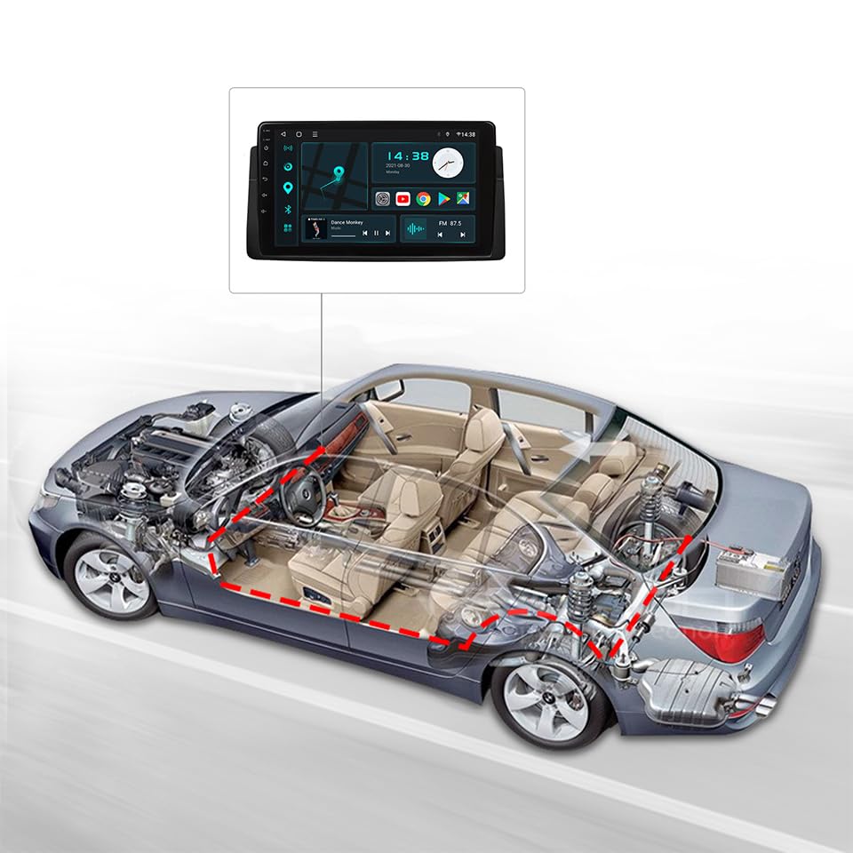 EONON installed behind a vehicle dashboard showing finished look and professional routing