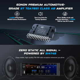 EONON touchscreen close-up highlighting IPS clarity and responsive touch