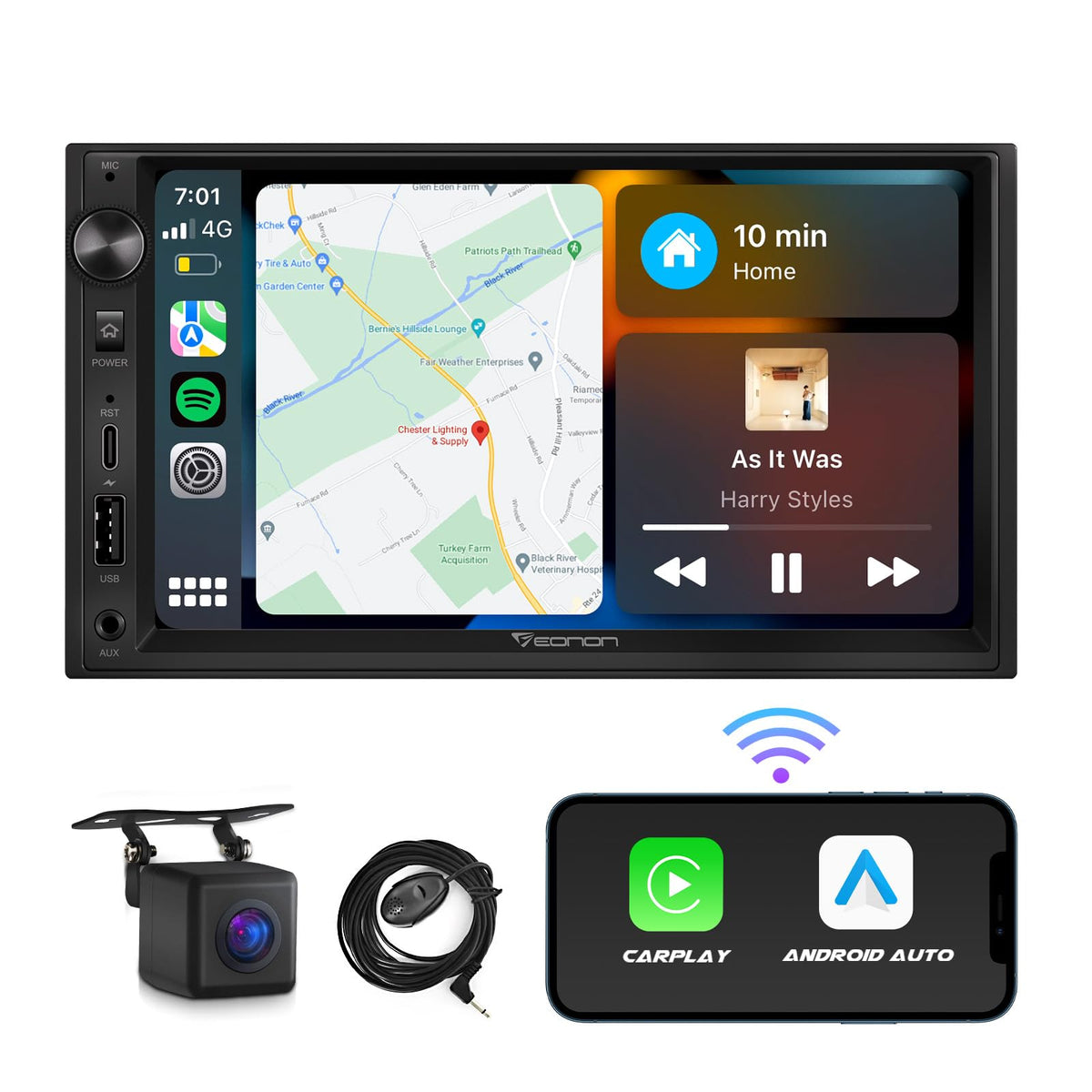 EONON X3 7-inch display offers crisp navigation on the dash.