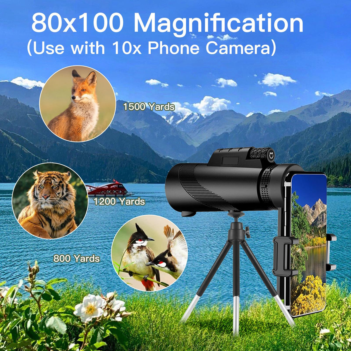 EOQIFJM attached to smartphone adapter capturing distant subjects easily
