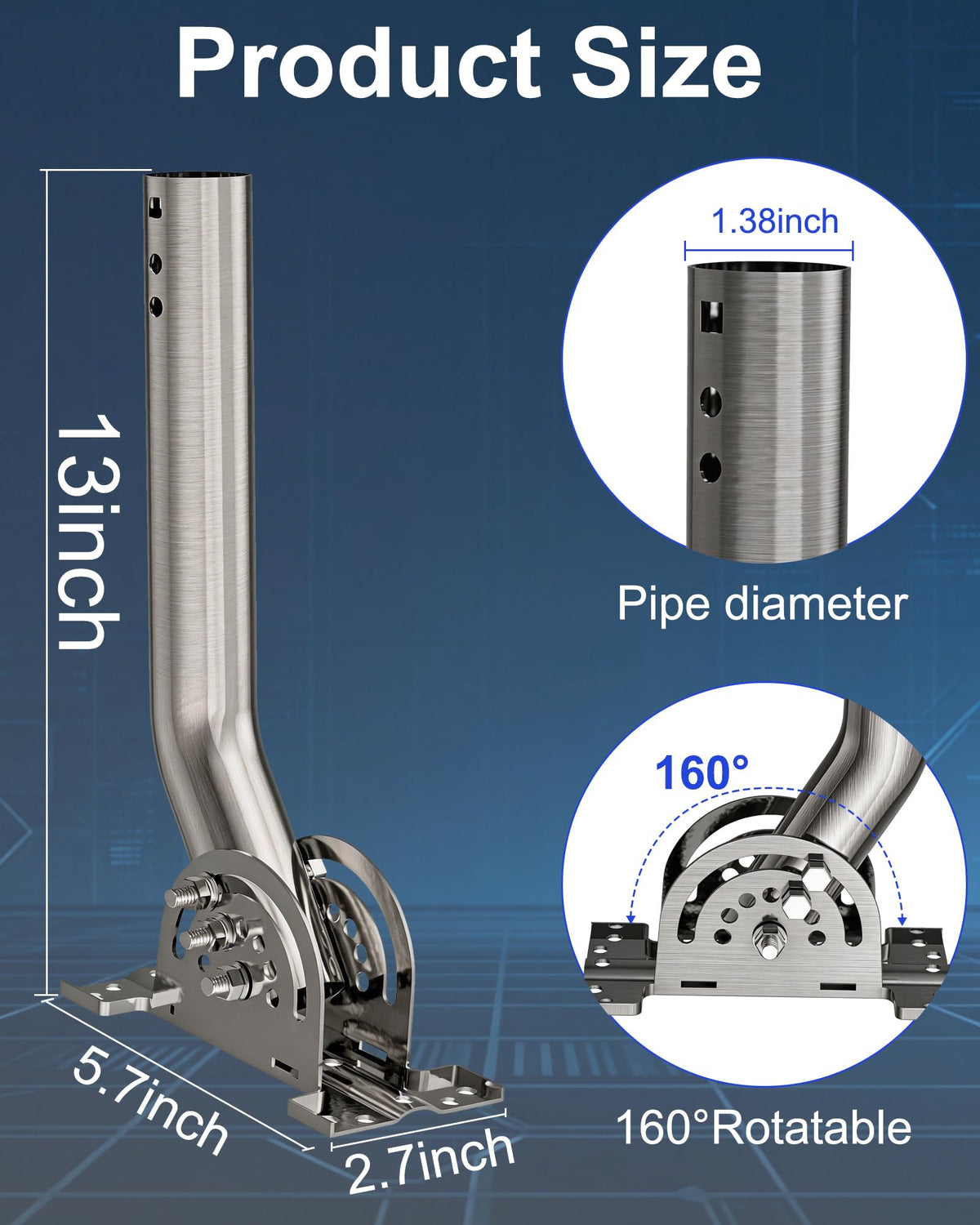 EOQO heavy-duty outdoor mount built with corrosion-resistant 430 stainless steel.