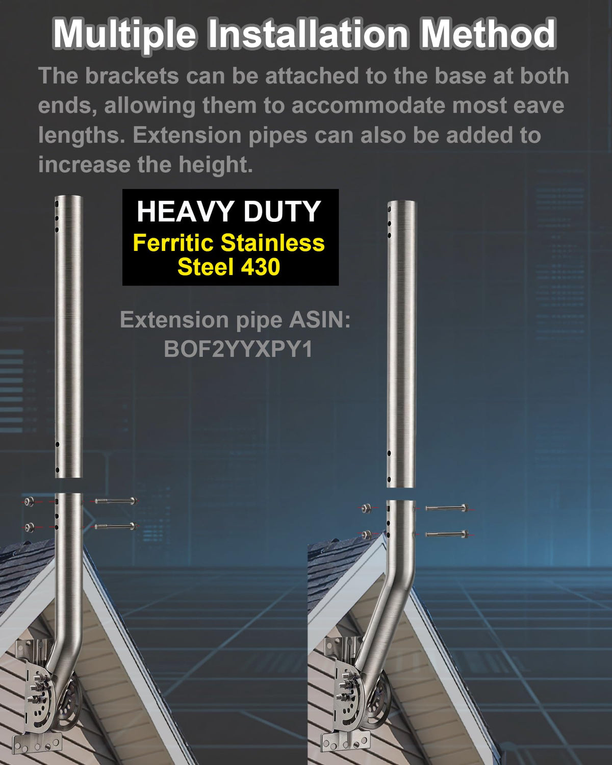 EOQO 1.38-inch mast diameter detail for compatible extensions.