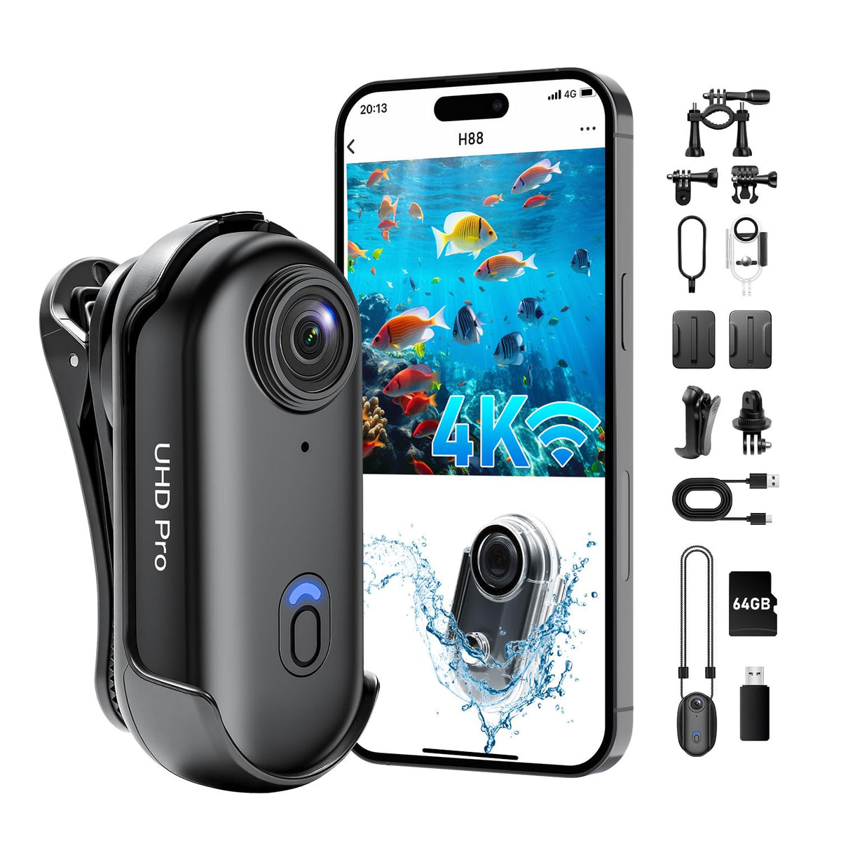 eovas 4K action camera compact size for discreet on-body mounting during sports
