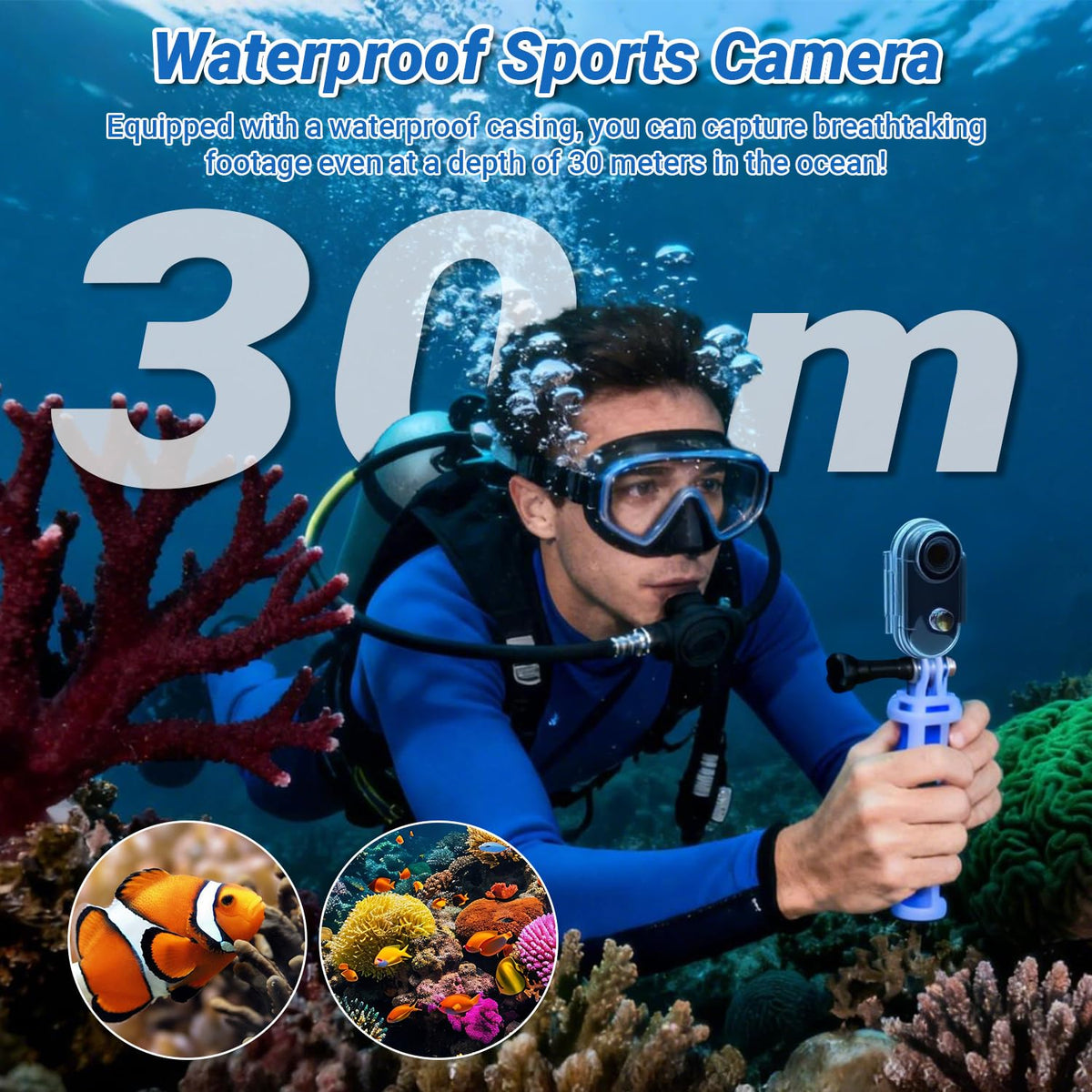 eovas waterproof case protects the camera to 30 meters for underwater captures