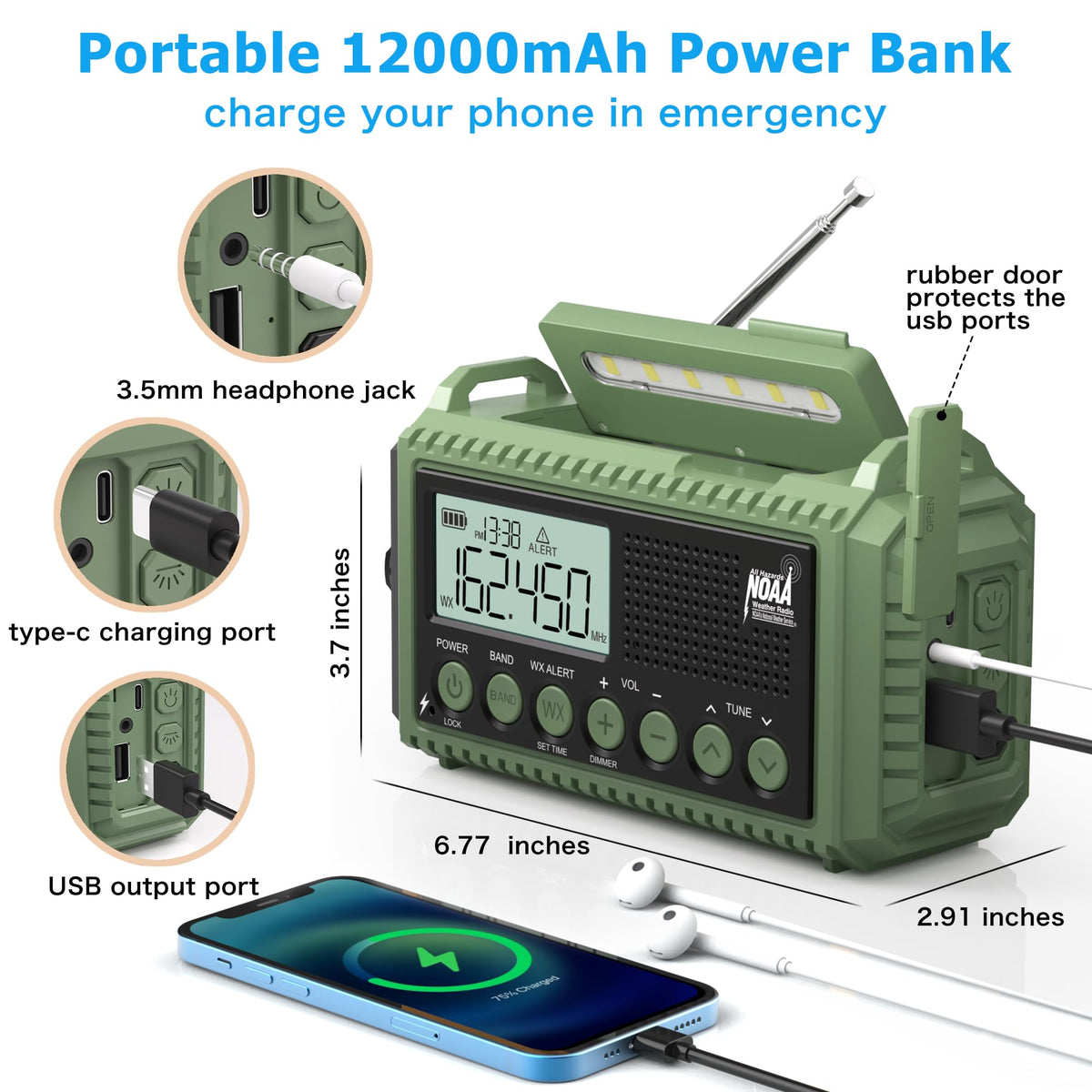 Eoxsmile crank being turned to recharge battery, manual power benefit