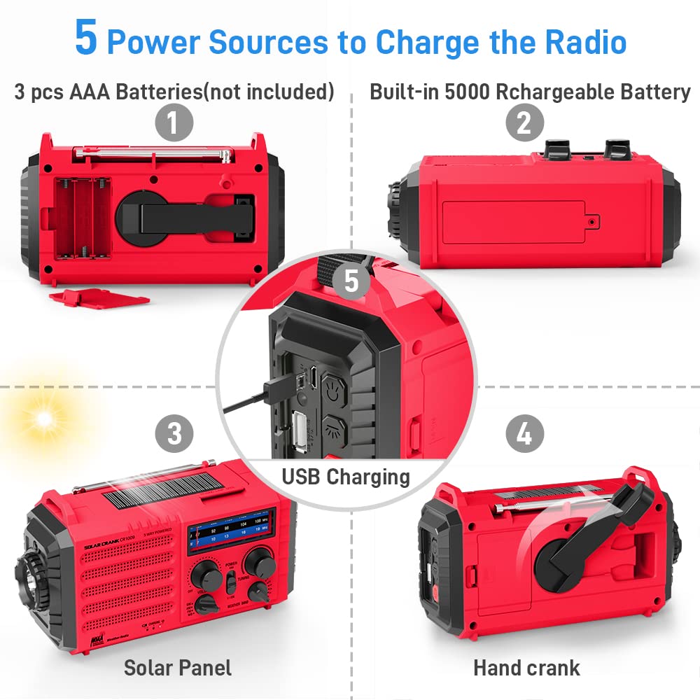 Eoxsmile hand crank and solar panel charging for off-grid power