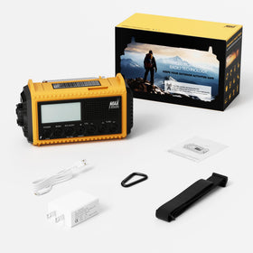 Eoxsmile on a campsite table providing radio, light and NOAA alerts