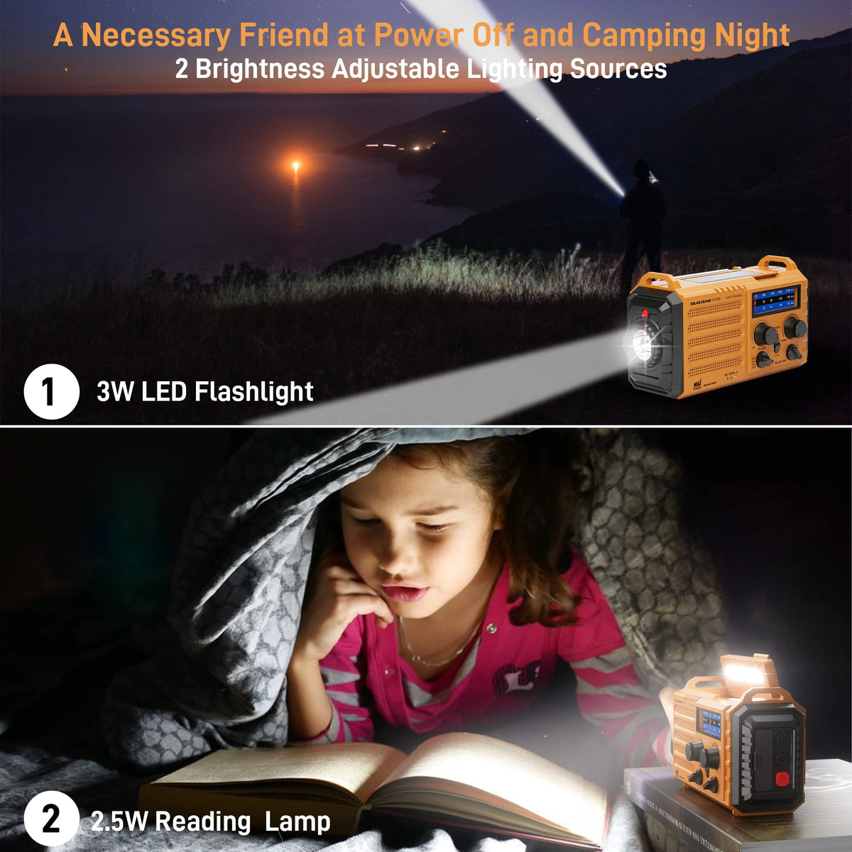 Eoxsmile reading lamp brightening a tent for comfortable visibility