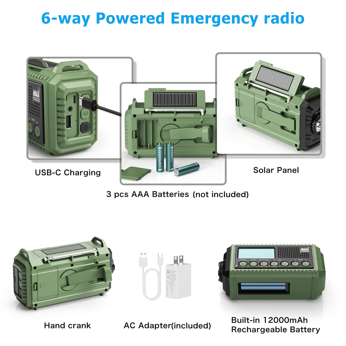 Eoxsmile solar panel on top charging the radio, renewable power benefit