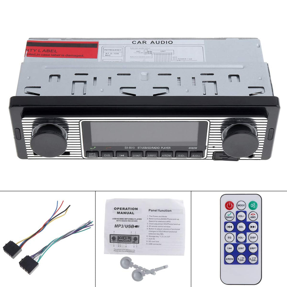 epathchina 12V Bluetooth car radio with wireless music and hands-free calling