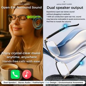 epekops AI Smart Glasses open-ear speakers delivering clear audio while staying aware of surroundings