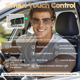 epekops AI Smart Glasses touch control for music, calls, and voice assistant