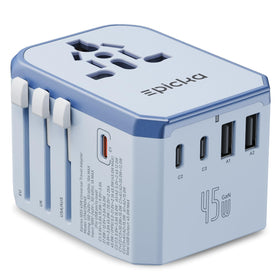 EPICKA front view of blue adapter showing compact travel-ready design and portability
