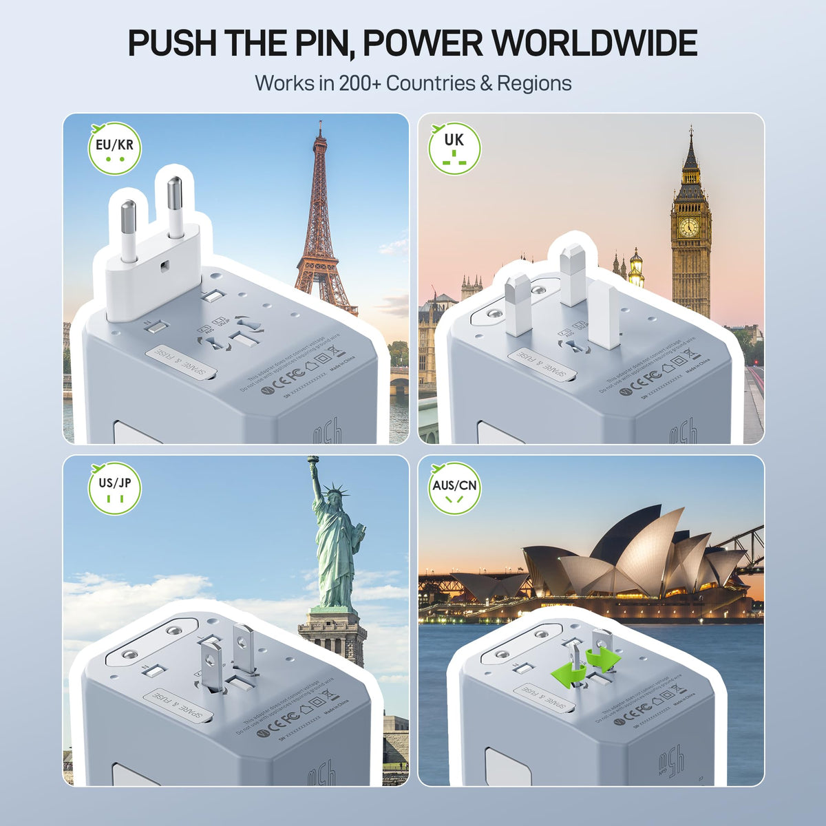 EPICKA adapter plugged into wall charging phone and tablet for efficient travel power