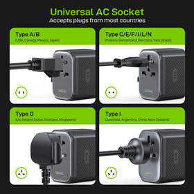 EPICKA Pulse compact travel adapter fits easily in luggage.