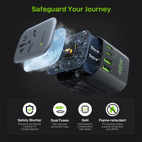 EPICKA Pulse built-in fuse and shutters for safe abroad charging.