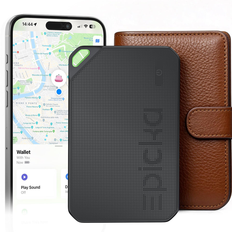 EPICKA wallet tracker card front view, slim profile for discreet storage