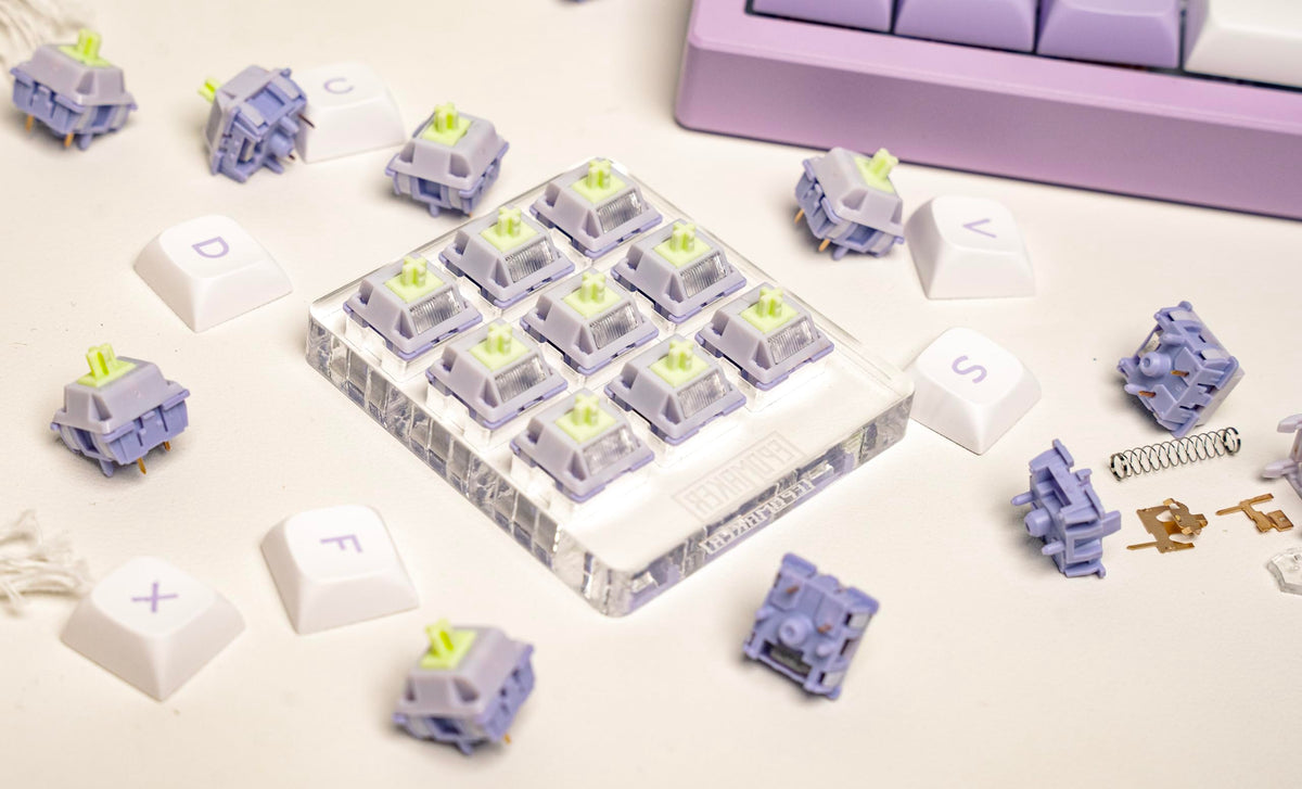 EPOMAKER cross-stem MX-compatible keycaps pairing with creamy switches