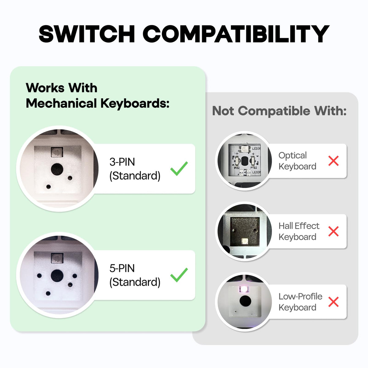 MX-compatible stem design supports broad keycap compatibility