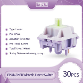 Close-up of POM-PTFE stem for ultra-smooth keystrokes