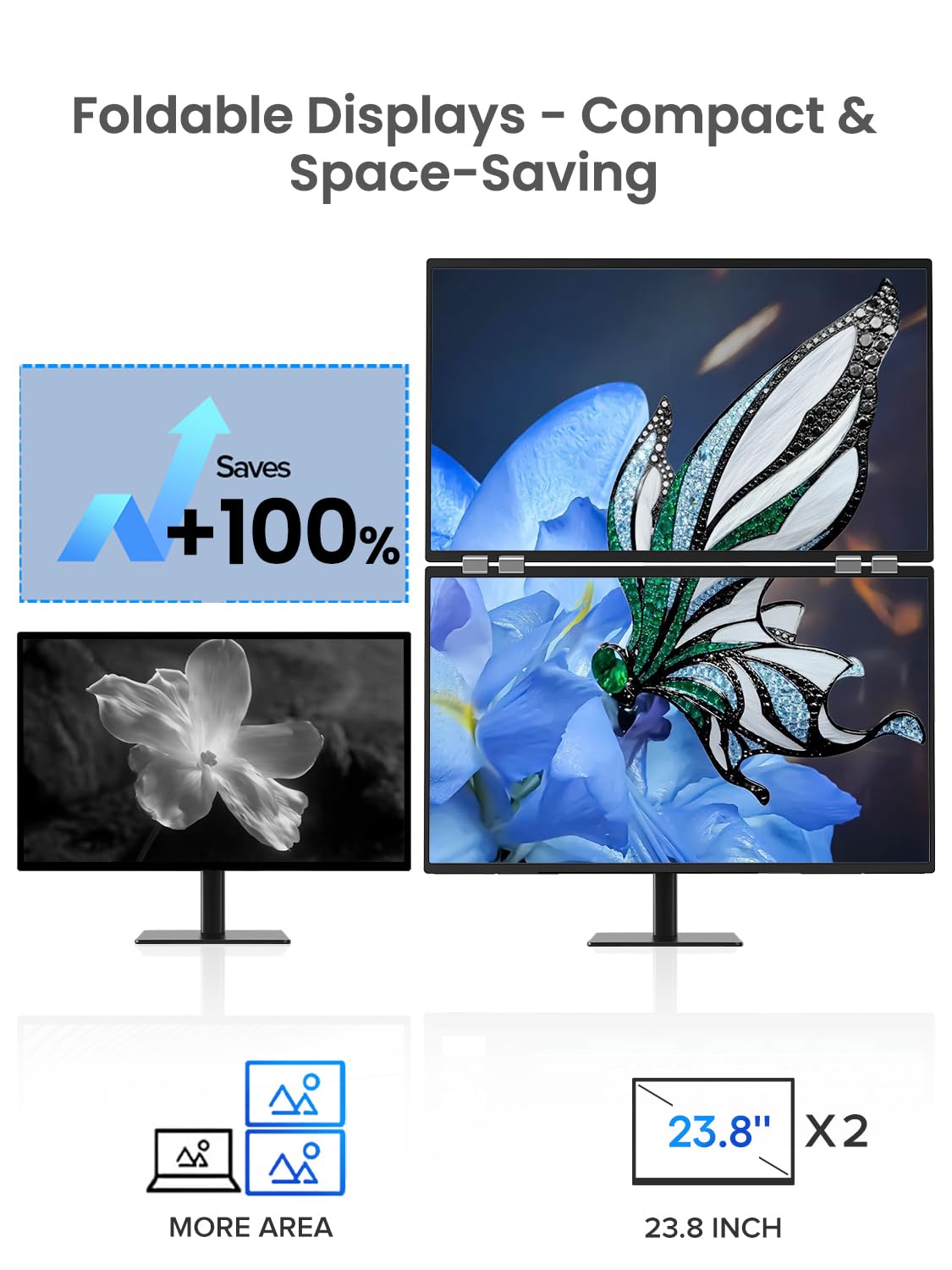 EPORMOT QLED 100Hz display delivers smooth motion for coding and gaming.