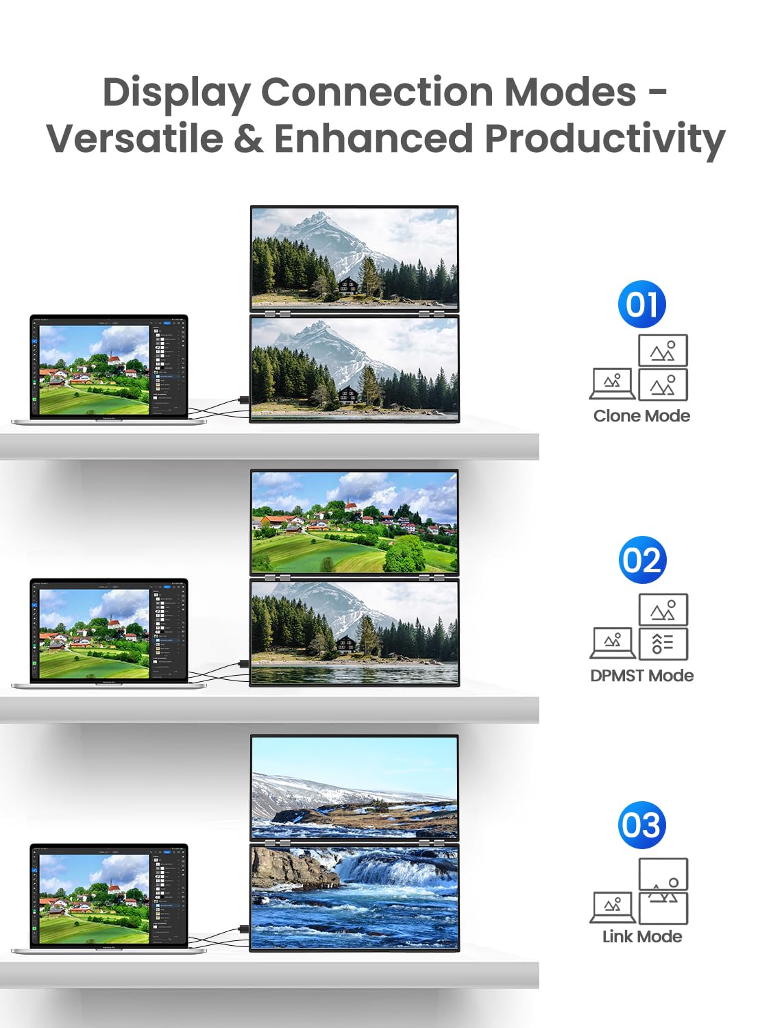 EPORMOT stacked dual monitor is ideal for multitasking, trading, and creative workflows.