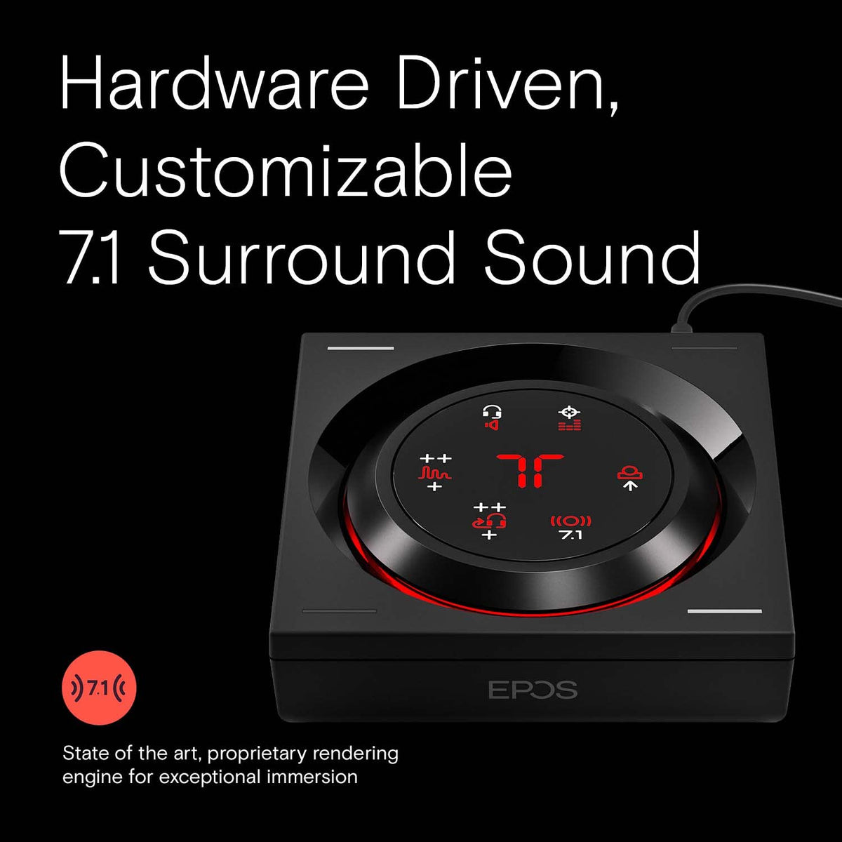 EPOS GSX 1000 touch panel with LED indicators for easy sound customization.