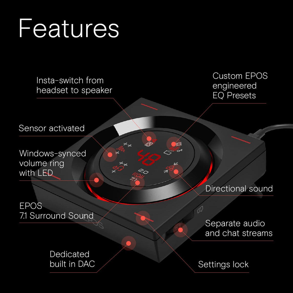 EPOS GSX 1000 aluminum volume wheel for precise, tactile volume adjustments.