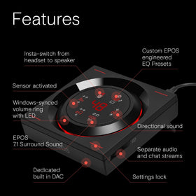 EPOS GSX 1000 aluminum volume wheel for precise, tactile volume adjustments.