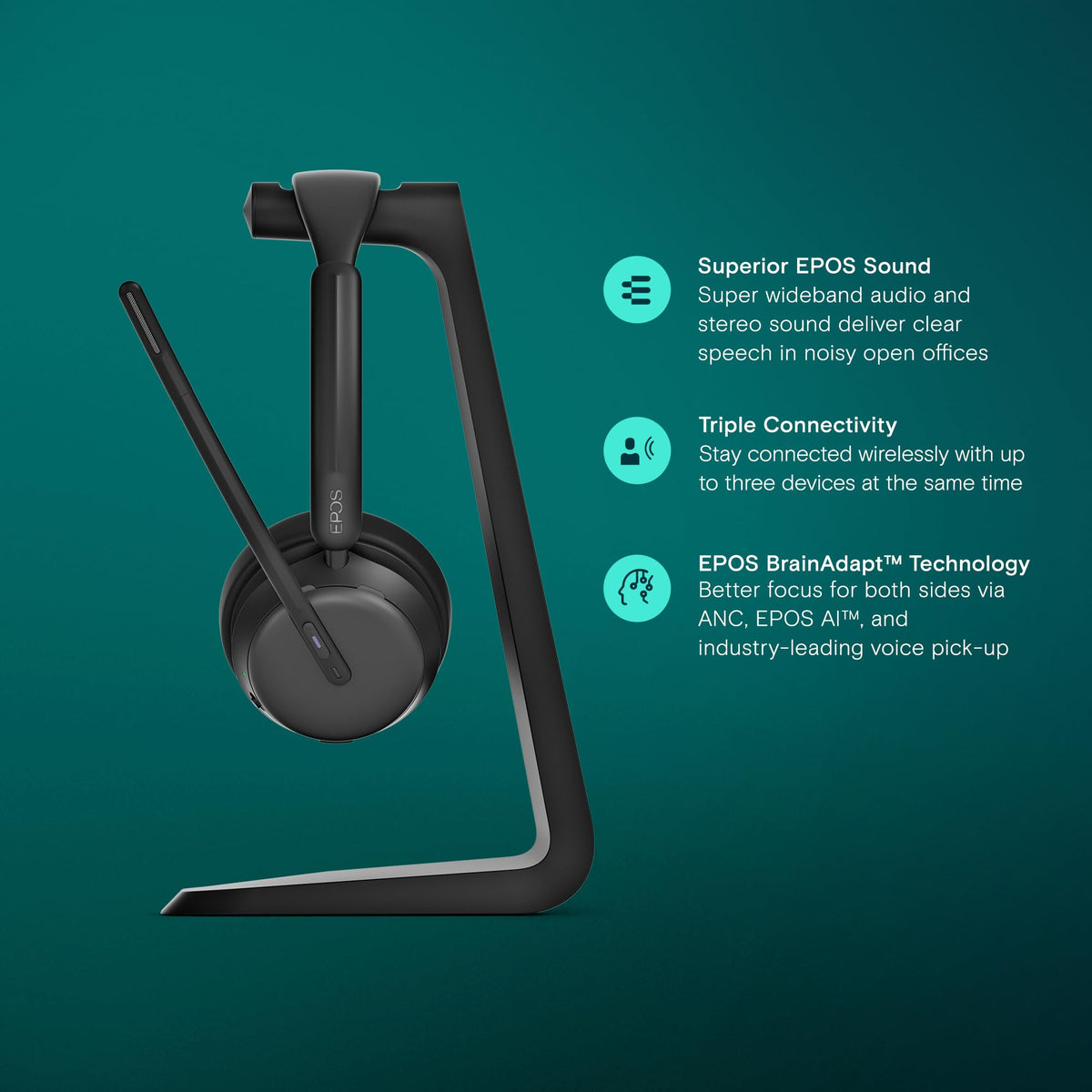 EPOS Impact 1061T ANC headset closed-back design for open offices.