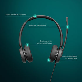 EPOS Impact 460T dual mics close-up showcases noise-reduction for clear conversations