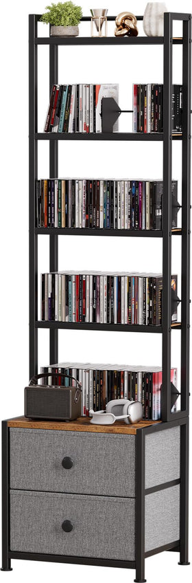 Epouseter CD storage rack with drawer front view keeps media neatly accessible.