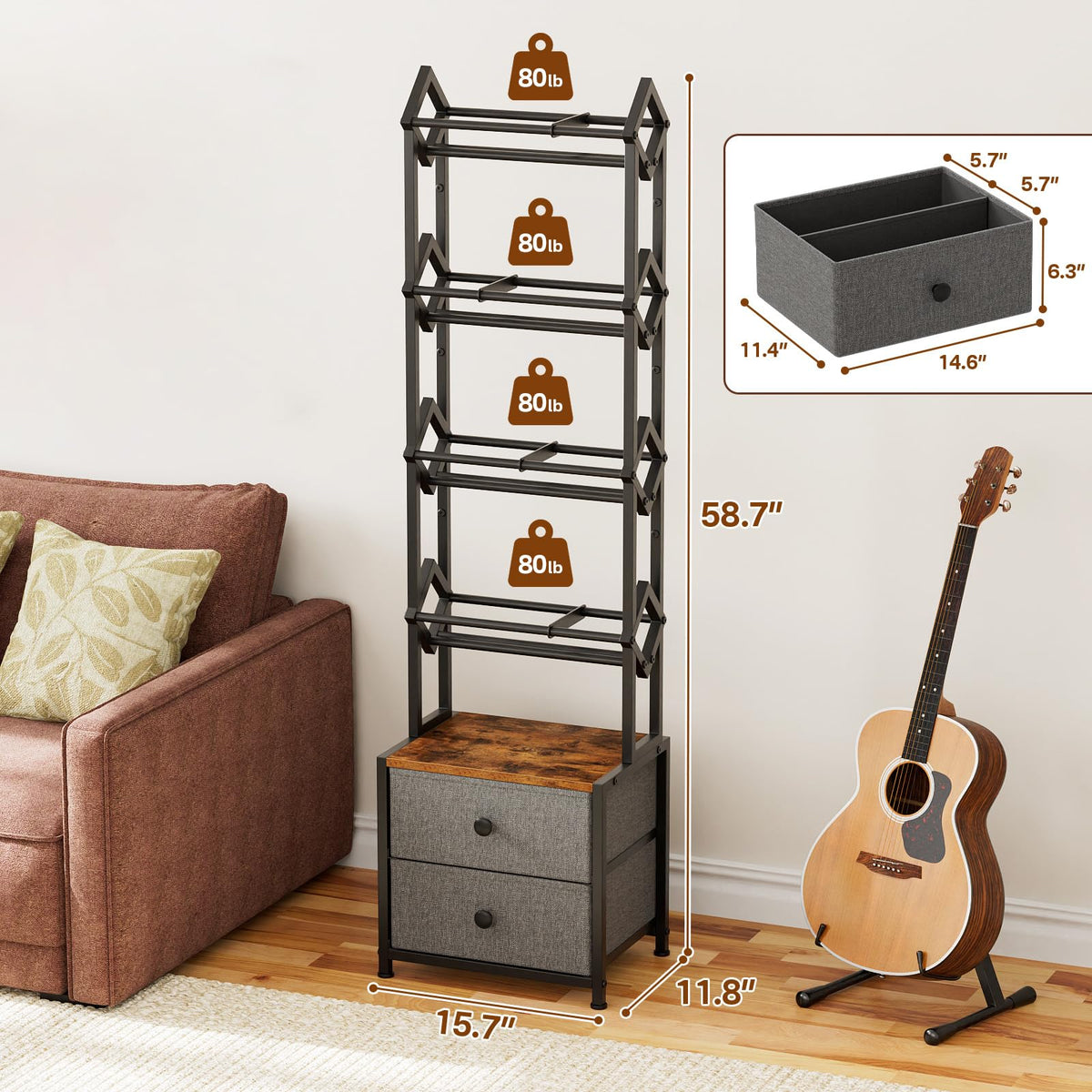 Epouseter fabric drawers open with dividers showing organized small-item storage