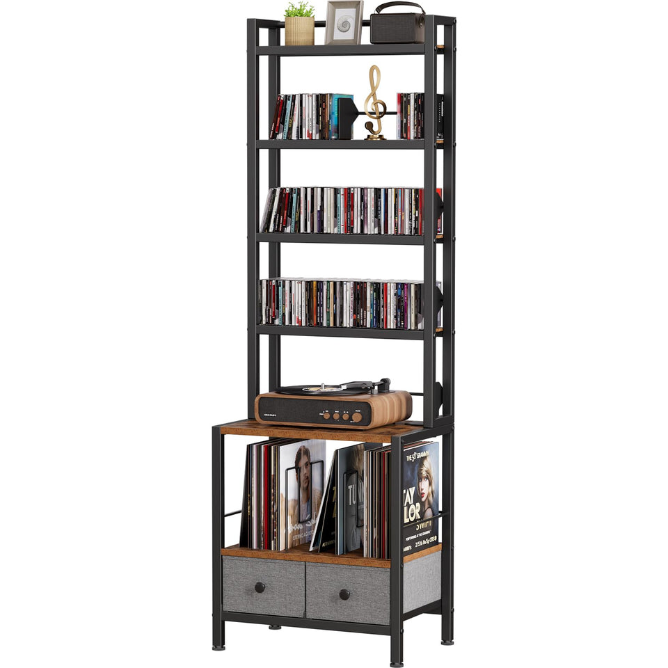 Epouseter 6-Tier rack front view shows tall, space-saving media storage.