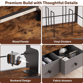 Epouseter 6-Tier rack metal frame closeup features rust-resistant steel and wood-grain shelves.