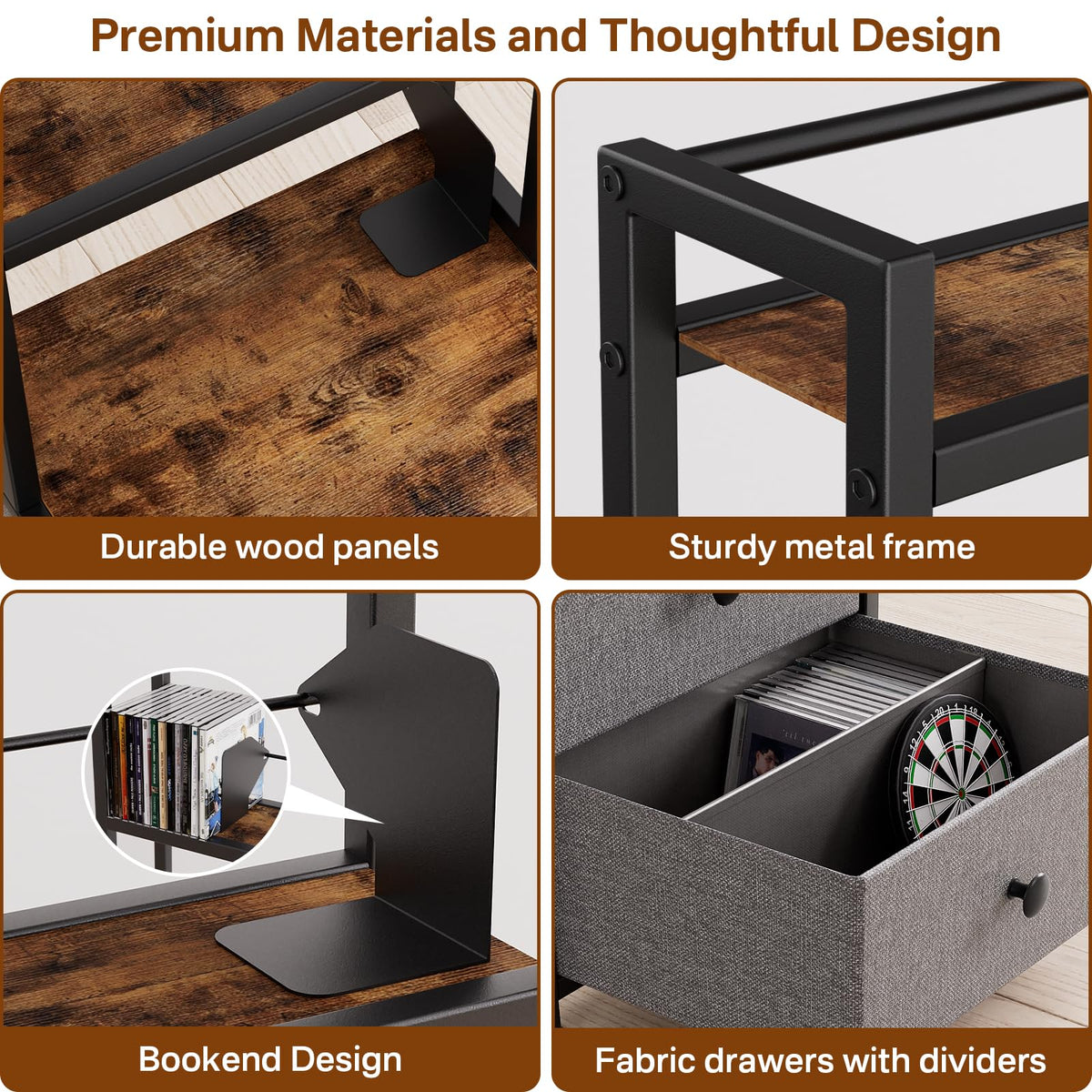 Epouseter fabric drawers with dividers tailor storage for discs and accessories.