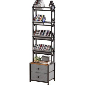 Epouseter front view of 5-tier media rack showing neat storage and easy access